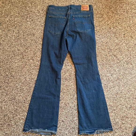 Levi’s 726 Flare High Rise Blue jeans frayed hem 32 - Picture 2 of 7